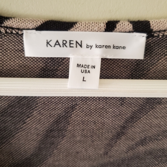 Karen Kane USA L Modern Contempoary Abstract Zebra Retro Jersey Knit Tunic Top - Picture 3 of 11